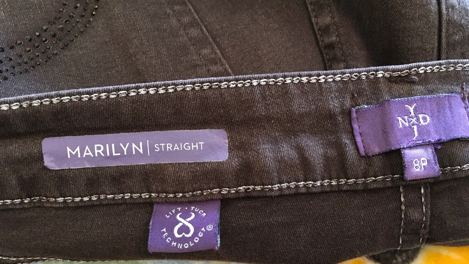 USA NYDJ Marilyn Brown Pants Jeans Bling Details … - image 4