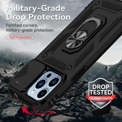 Magnetic Ring Stand Slide Camera Case & Screen Protector -iPhone 13 15 Pro Max - Picture 5 of 8