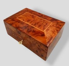 WOOD JEWELRY BOX THUYA BURL 8.8''X6'' with lock Handcrafted, Lockable BEST GIFT