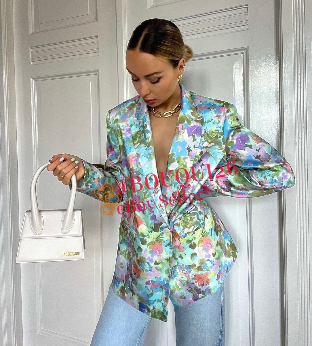 ZARA NEW WOMAN FLORAL PRINT DOUBLE BREASTED BLAZER