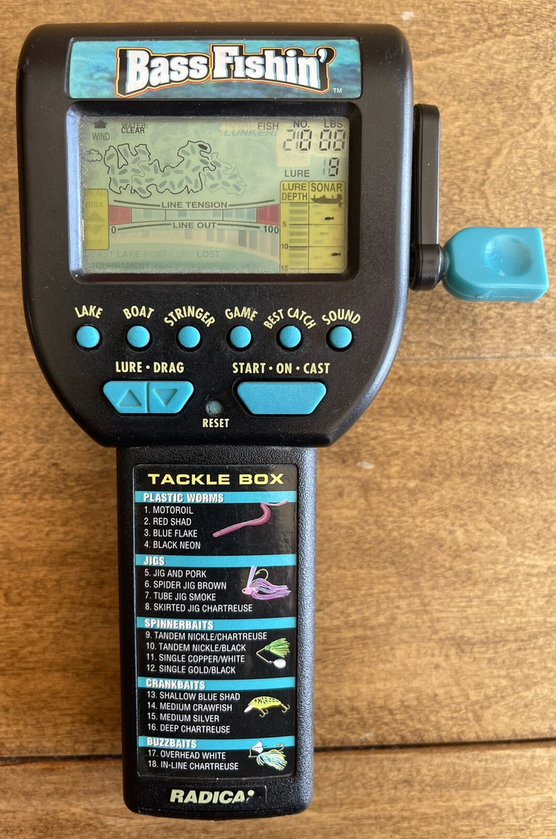 Vintage Radica Bass Fishin' 3732 Handheld Electronic Fishing Game 1996 -  TESTED