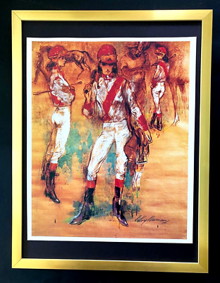 LEROY NEIMAN + GIRL JOCKEY + CIRCA 1970'S + SIGNED PRINT FRAMED