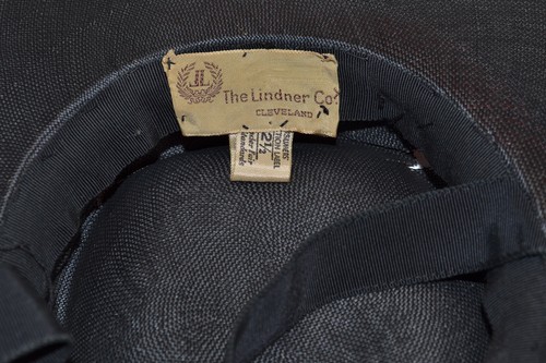 Cappello vintage scarlatto e nero ruota di carrello inclinabile fiori finemente intrecciati pancake USA - Foto 10 di 11