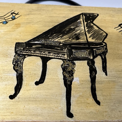 Original Pat Kiihn Signed Wood Box Purse Black Piano Light Wood Handmade - Picture 3 of 23