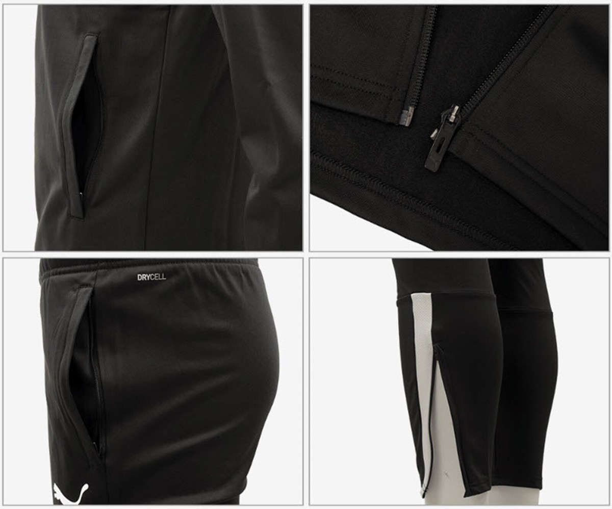 Puma Men Team-Liga Track Suit Set Black White Jacket Pants GYM