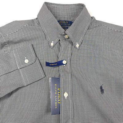 Ralph Lauren Black & White Check Poplin Button Down Shirt Mens Size Small