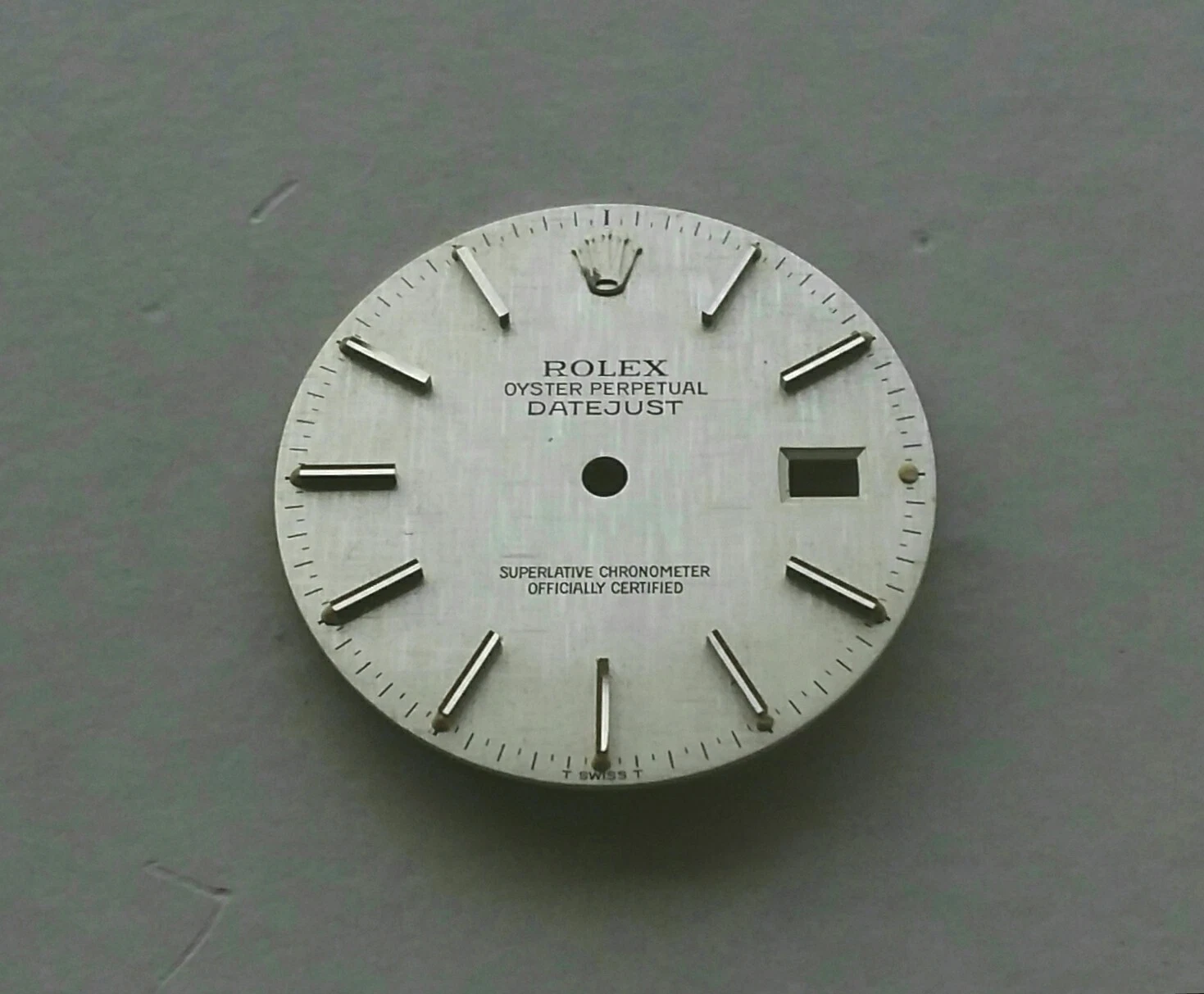 ROLEX Dial Quadrante Argento Tapisserie "T" per Datejust acciaio (uomo)