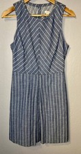 J. Crew Womens Dress Fit & Flare Blue Striped Sleeveless Cutout Lined Size 6