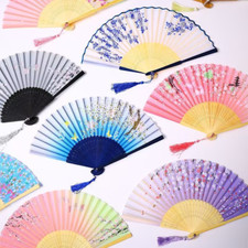 10PCS Vintage Antique Celluloid Plastic Floral Small Folding Hand Fan