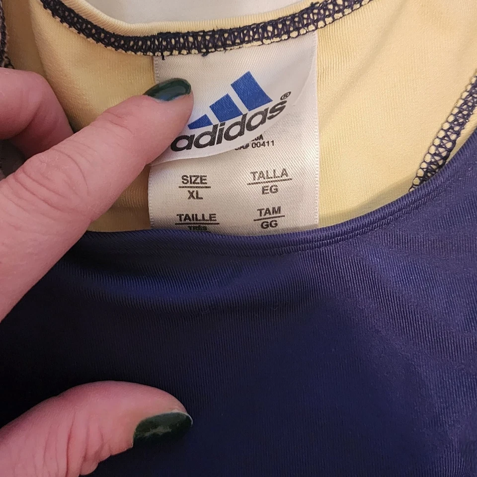 Camiseta sin mangas deportiva Adidas para mujer talla XL azul marino entrenamiento ropa activa recortada Foto 2 de 4