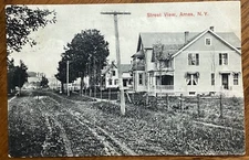 1908 Postcard Ames, New York Street View and Several Houses, Dirt Road