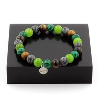 Armband Perlen Labradorit + Peridot + Tigerauge + Malachit 8 Hergestellt In