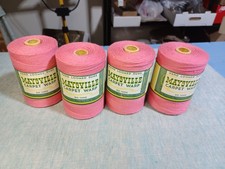 Lot, 4 Pink Maysville Cotton Carpet Warp Hand Loom Rugs 800 yd ea New Old Stock
