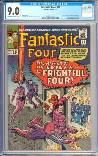 Fantastic Four #36 High Grade 1st App. Frightful Four Marvel Comic 1965 CGC 9.0