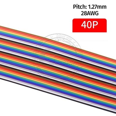 10 14 16 20 26 34 40 Way Multi Coloured Flat Ribbon Cable Wire 28AWG