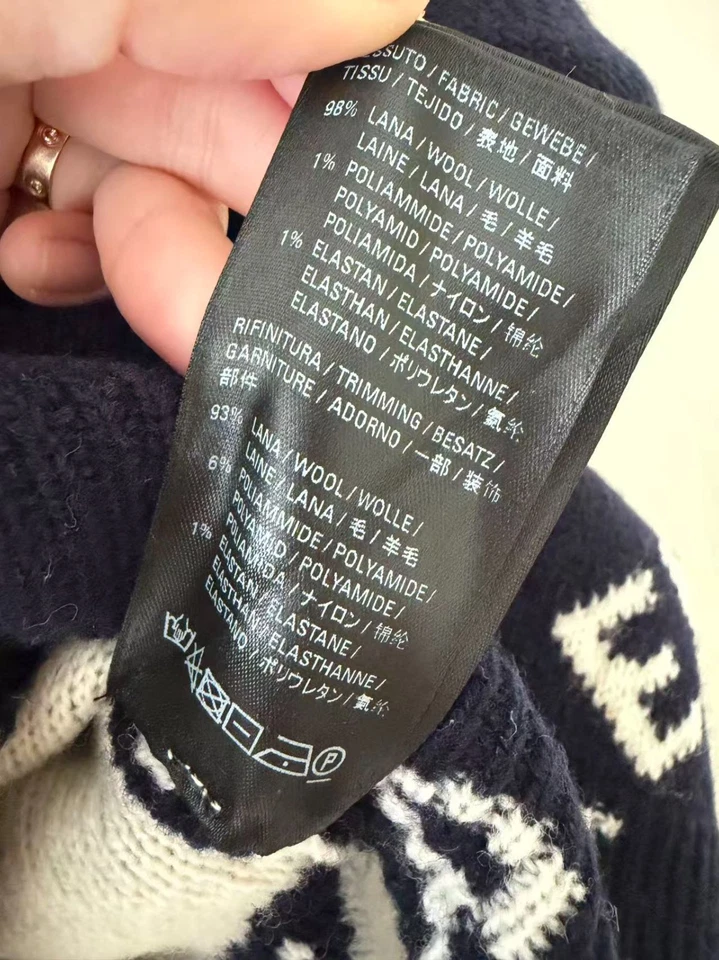 Suéter Balenciaga Lana Logo Azul Marino Blanco Mujer Talla M Gran Tamaño Cuello Redondo Foto 4 de 4