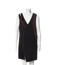 Versace Black Red Contrast Stitching Sleeveless V-Neck Sheath Short Dress 44