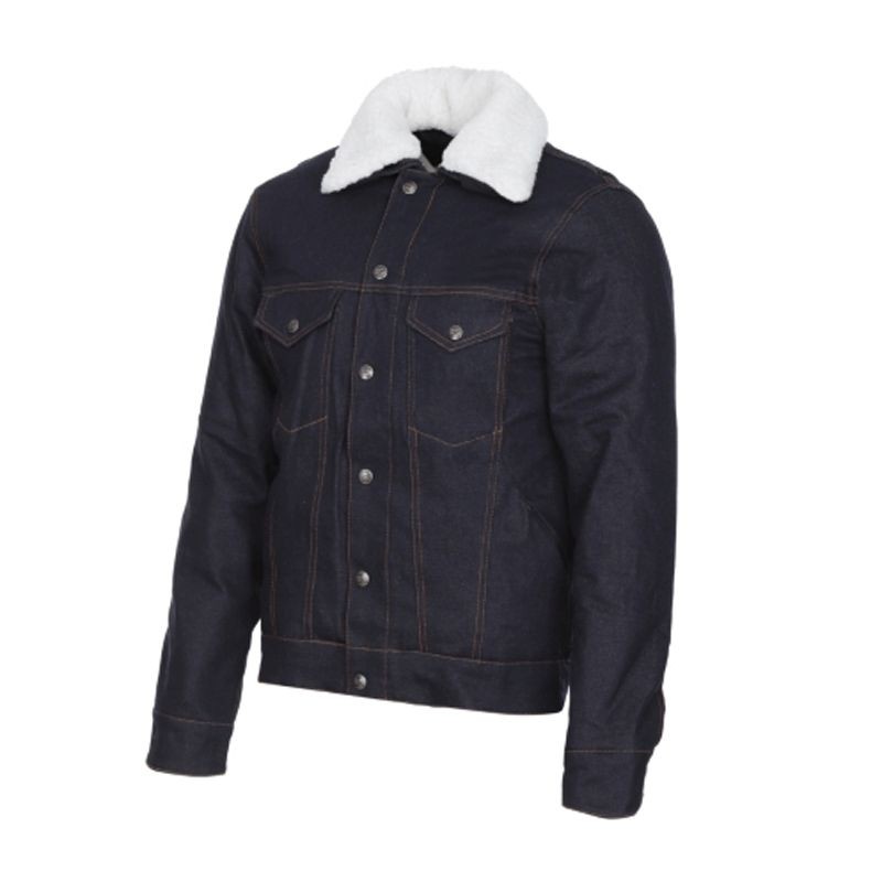 Blouson Jazz Homme jean brut taille L veste en coton bleu indigo foncé