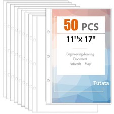 Page Protector for 11x17 Paper, 50 Pack, Tabloid Size Sheet Protectors, Clear