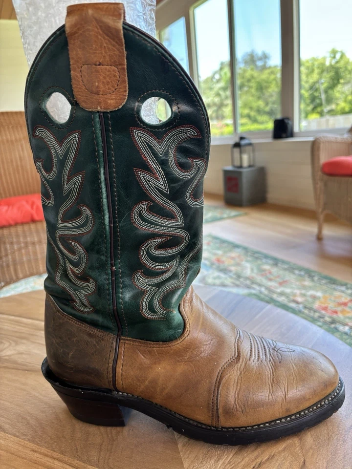 Vintage Double-H Boots Western Buckaroo Trucker Cowboy 1581 Soft Toe AGT Sz 9 EE - Image 2 of 4