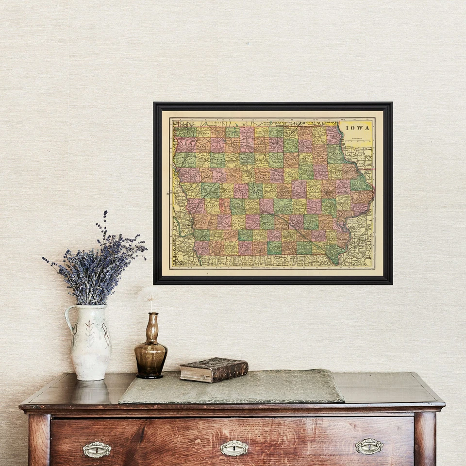 Mapa antiguo de Iowa 1909 - arte vintage de Iowa Foto 4 de 4