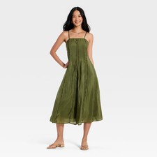 A New Day Women's Casual Cami Sleeveless Midi Dress - Olive Green