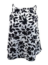 Island Escape Women's Plus Printed Cali Underwire Tankini Top 18W, White/Black 