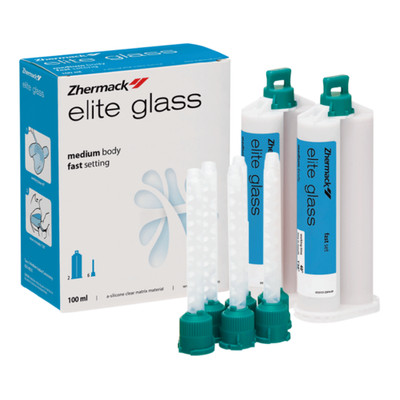 Zhermack Elite Glass Transparent Vinylpolysiloxane Fast Set 2 x 50ml Free Ship