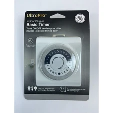UltraPro GE Indoor Plug-in Basic Timer Programmable Daily Cycle 2 Outlets