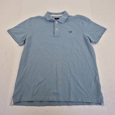 CREW CLOTHING Polo Shirt Medium Blue Mens 100 Cotton Embroidered Logo
