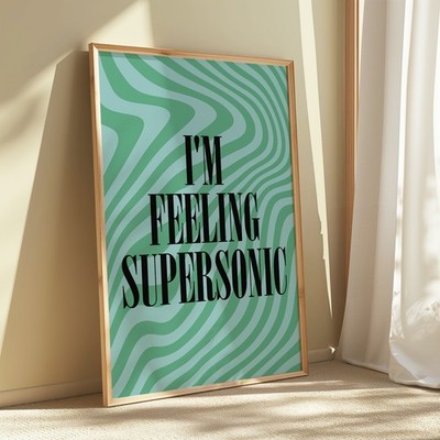 Supersonic Green Oasis A4 A3 Music Lyric Song Retro Poster Print Gift