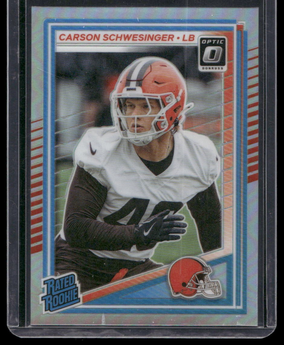 2025 Donruss #392 Carson Schwesinger Optic Rated Rookies Preview Holo