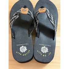 Yellow Box Emmett Mellow Mat Platform Flip Flop Sandals Black Woven Women's 8
