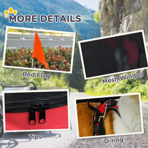 Dog Bike Trailer with 3 Entrances Large Wheels, Red - Picture 10 of 11