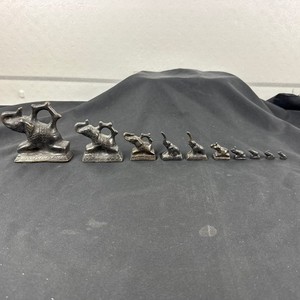 Antique Elephant Opium Scale Weights Burmese Or Thai Set Of 10 #SB20