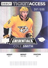 2021-22 Credentials Debut Ticket Access Cole Smith RC #53 307/999 *Buy 2 Get 1