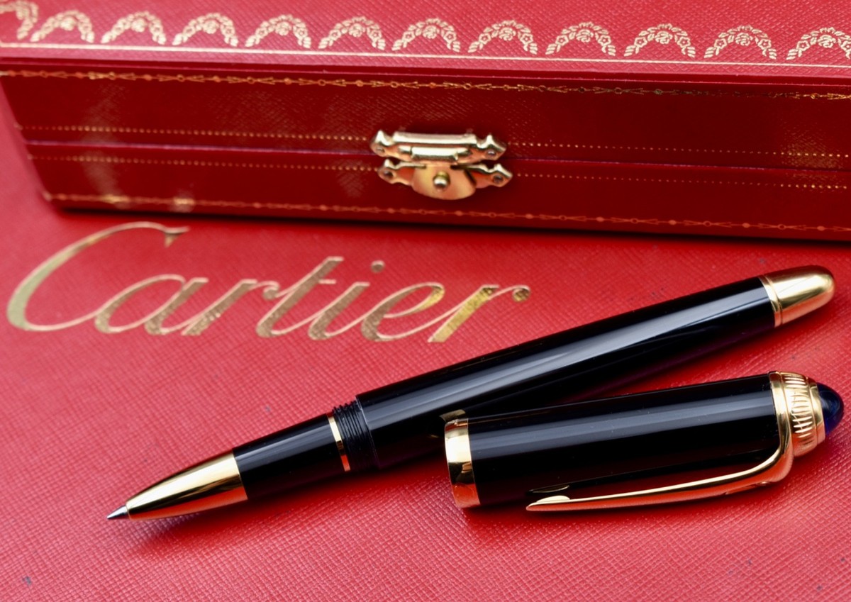 CARTIER Roadster R de Cartier Black Gold Trim Rollerball Pen (RB