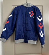 Converse Star Chevron Bomber Jacket Youth XL 13-15 yrs Blue Logo Graphic Hood