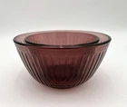 Vintage Pyrex Cranberry Ribbed Nesting Bowls 7401-S 3 Cup & 7402-SS 6 Cup w/Lids