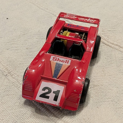 Darda Slotcar Rennwagen Shell Nr. 21 Rot/Schwarz/Gelb/Weiß/Blau Vintage 