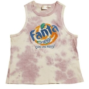 CocaCola Fanta Tank Top Purple Cropped Ribbed Tie Dye Fanta Don't You Wanta? YXL