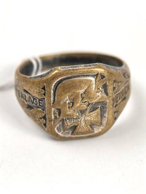 '' Ich beklage einen He...'' Fingerring, stark getragenes Stück, Höhe  15mm