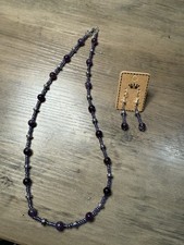 20  Handmade Necklace Earrings Set Pretty Purple Beads  Seed Beads New NWOT