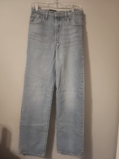 Levi  s Ribcage Straight High Rise Jeans Dark Blue Wash Size 29x32 NWT