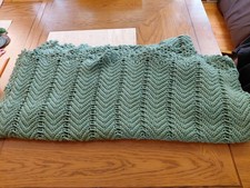 NEW Handmade Crochet Green Ripple Lap Throw Blanket