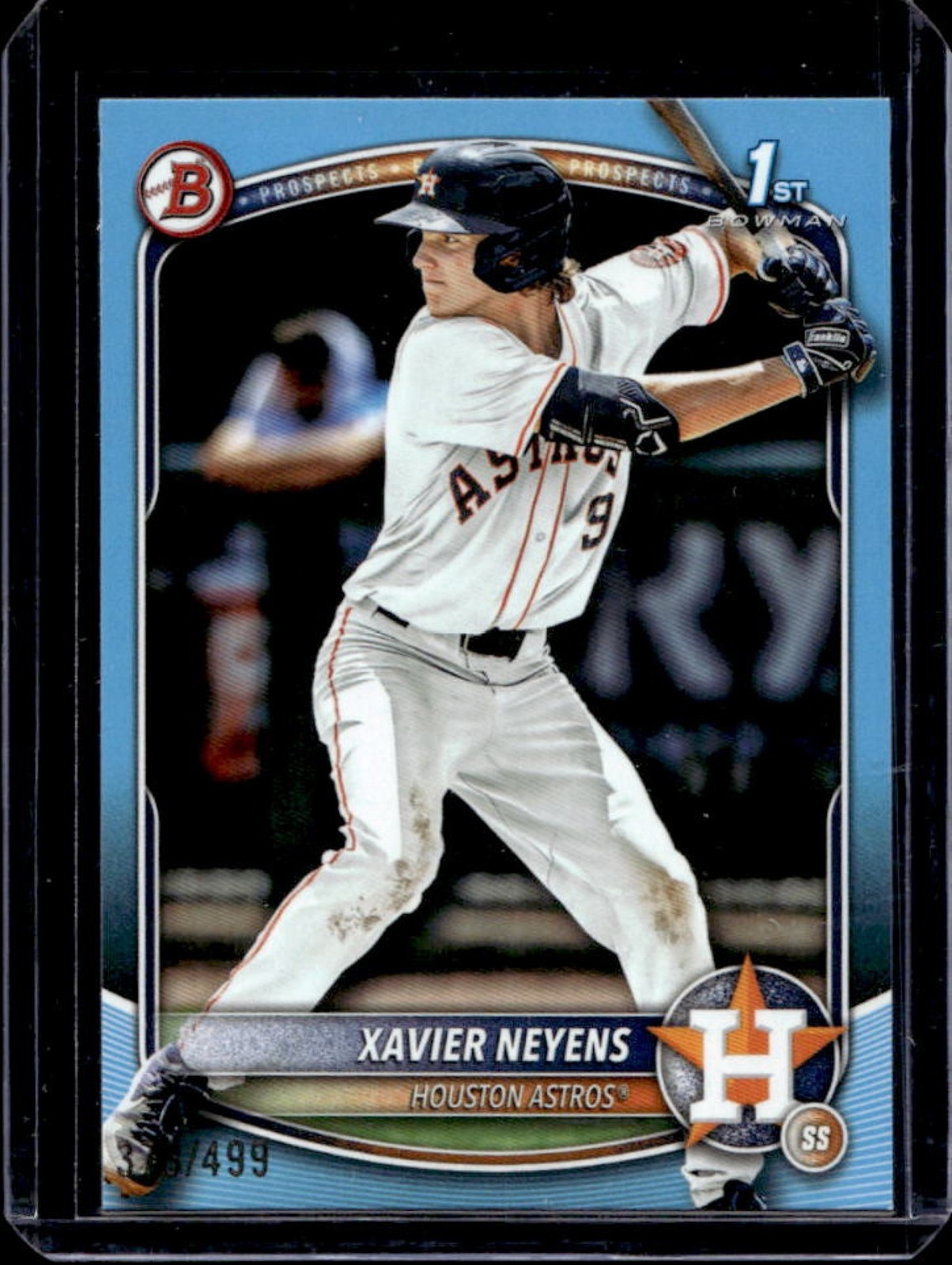 2025 Bowman Draft Xavier Neyens Sky Blue Border 1st Prospect #/499 Astros