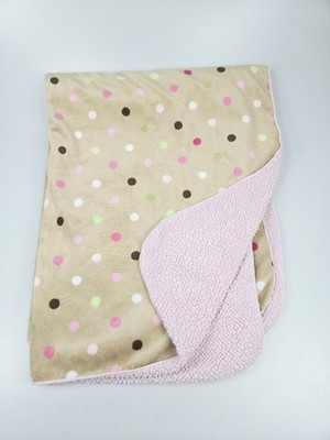 Circo Light Brown Pink Green Tan Polka Dot Baby Blanket Sherpa READ Target 