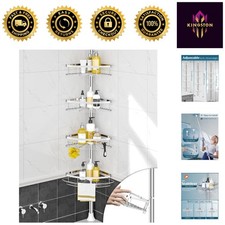 Rustproof Shower Corner Caddy with 4 Adjustable Shelves and Tension Pole - 34...