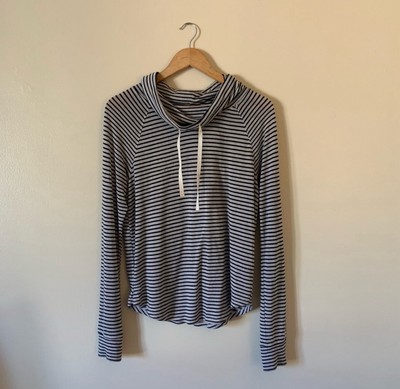 Hollister Navy & White Striped Cowl Neck Long Sleeve Size Small