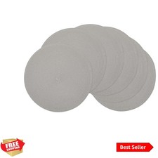 Round Braided Placemats Set of 6 Thick Fabric Circle Grey Place Mats Woven Ta...